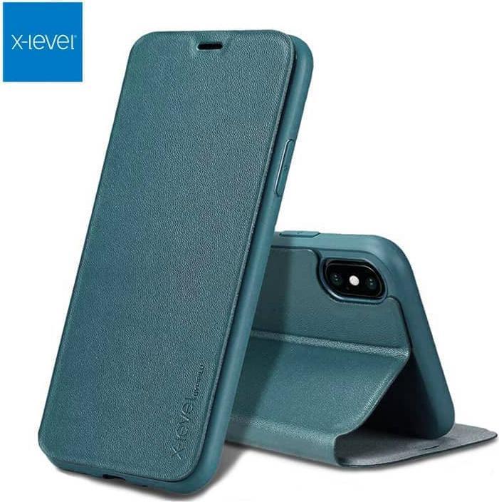 Immagine prodotto X-Level iPhone 12 / 12 Pro - FIBColor Flip Etui, Kunstleder, 360° Rundumschutz, Dunkelgrün (Apple iPhone 12 Pro, Apple iPhone 12)