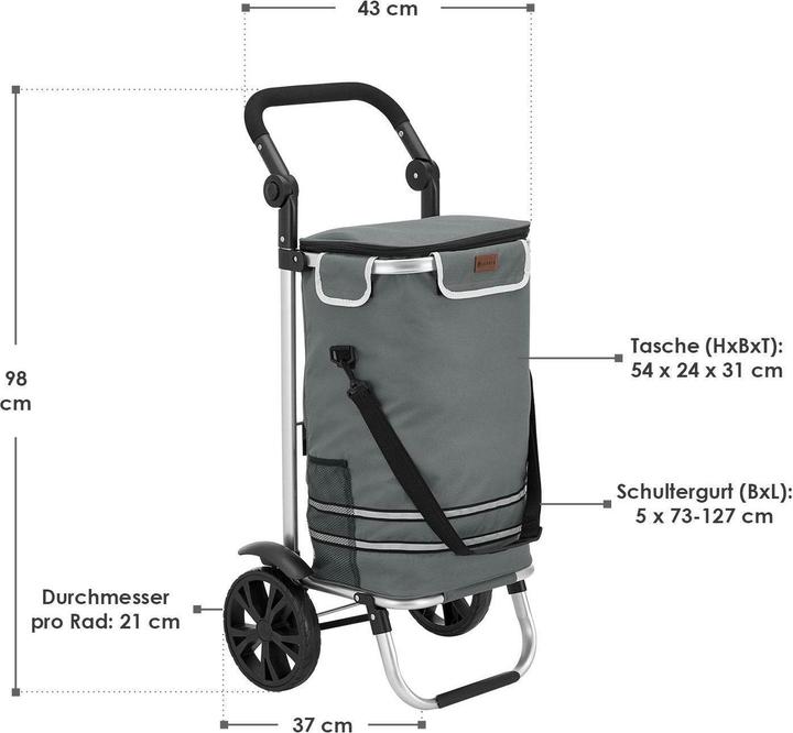 Image du produit Juskys Chariot à provisions 3en1