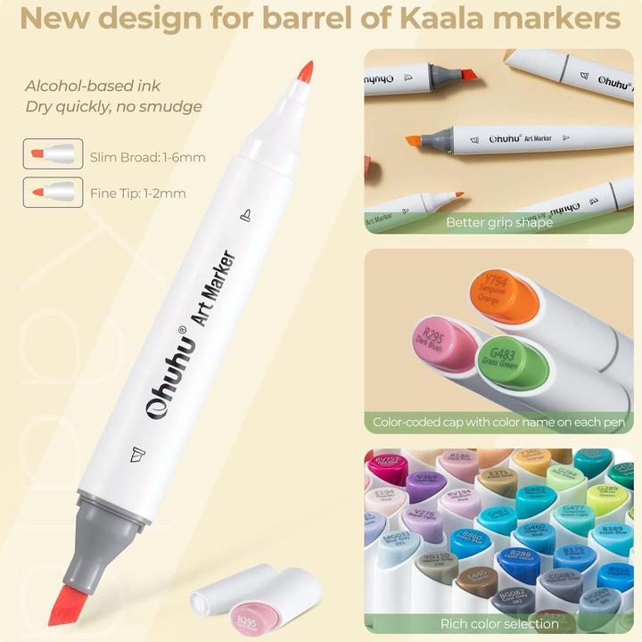 Actual product image Ohuhu Kaala art marker (Multicoloured, 6 mm, 60 x)