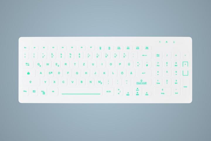 Image du produit Active Key Clavier compact hygiénique rétroéclairé avec pavé numérique entièrement étanche USB blanc (DE, Filaire)