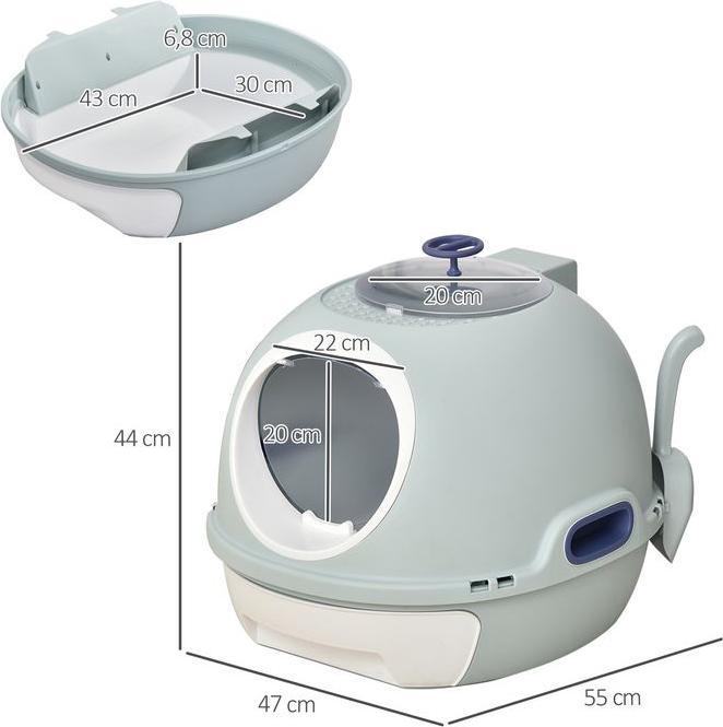 Immagine prodotto Swisshandel24 Vaschetta per lettiere Vaschetta per gatti con finestra sul tetto Vaschetta di base Scoop (Lettiera per gatti chiusa)
