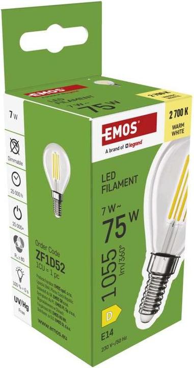 Actual product image Emos LED lamp Filament Mini Globe (E14, 7 W, 1055 lm, 1 x, D)