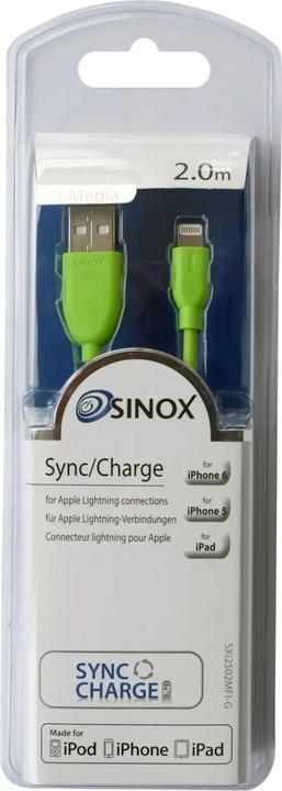 Actual product image Sinox i-Media - Lightning cable - USB male to Lightning male - 2 m - green - for Apple iPad/iP (2 m, USB 2.0)