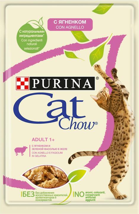 Purina Cat Chow Lamb Green Beans - Cibo umido per gatti - 10x85 g (Senior, 10 pz., 850 g)