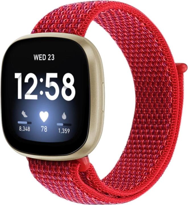 Cover-Discount Fitbit Versa / Sense - Nylon Armband Klettverschluss rot (Nylon)