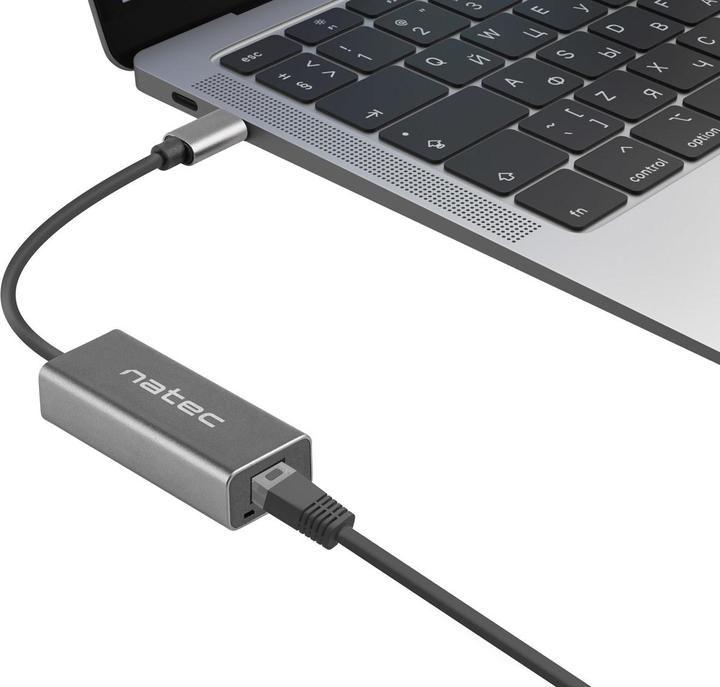 Actual product image Genesis NETWORK CARD NATEC CRICKET USB-C 3.1 1X RJ45 1GB ON CABLE (USB-C, 1 Ports)