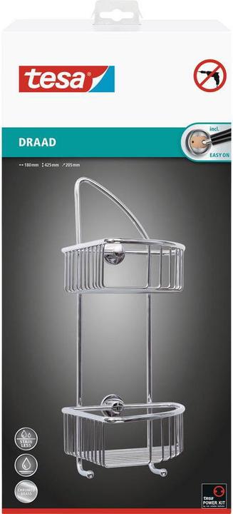 Produktbild tesa DRAAD Duschkorb inkl. Klebelösung ohne Bohren