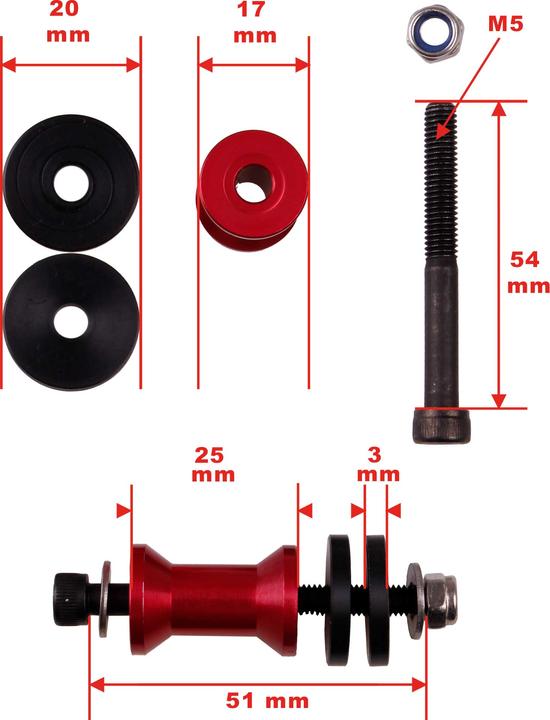 Produktbild Kuza motordistanzen 25-31mm verstellbar 50-70ccm m5 4stk. (standoff)