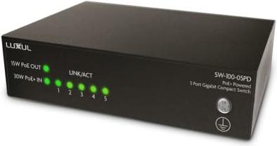 Produktbild Luxul Wireless SW-100-05PD Netzwerk-Switch Unmanaged Power over Ethernet (PoE) Schwarz