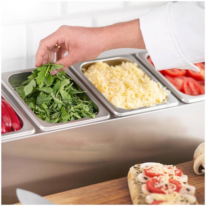 Actual product image Royal Catering Gastronorm Pan Holder - Incl 6 1/6 Gastronorm Containers with Lids (2.20 l)