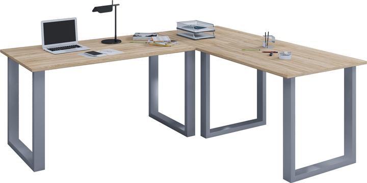 Immagine prodotto VCM Scrivania angolare Lona Profondità 80 cm U Alu Argento (220 x 80 x 76 cm)