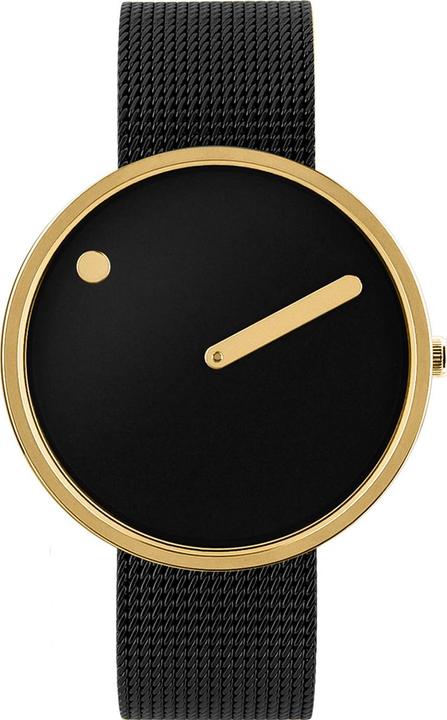 Picto 43387-1020 Unisex Uhr Black and Gold 40mm 5ATM (Analoguhr, 40 mm)