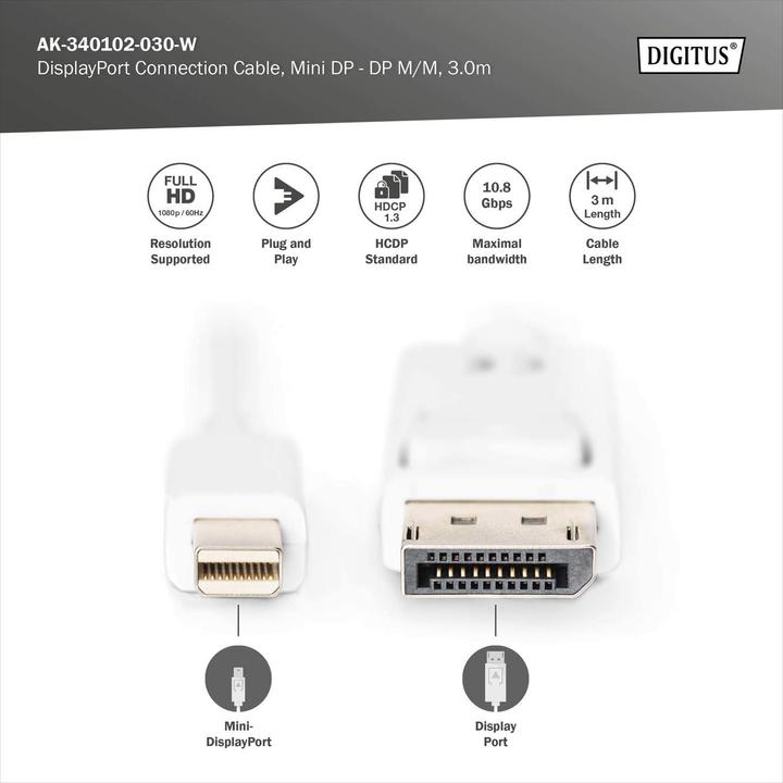Actual product image Digitus Mini DisplayPort — DisplayPort (3 m, DisplayPort)