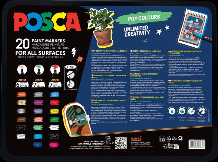 Image du produit Posca Metal Tin Pop Colours - (401535) (Fuchsia, Or, Bleu ciel et autres, 2.50 mm, 20 x)
