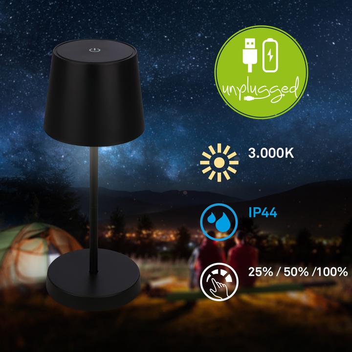 Actual product image Briloner Battery LED table lamp, black, 1xLED module/2.6W (150 lm)