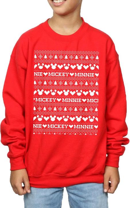 Actual product image Disney Boys Mickey And Minnie Christmas Fair Isle Sweatshirt (128)