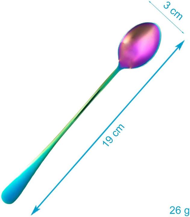 Actual product image Intirilife Ice cream spoon with long handle for dessert coffee (6 Piece, Scoops)