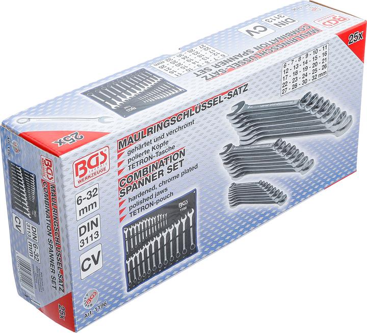 Productafbeelding BGS Combinatiesleutelset (32 mm, 18 mm, 11 mm, 12 mm, 20 mm, 19 mm, 27 mm, 15 mm, 13 mm, 25 mm, 6 mm, 21 mm, 7 mm, 14 mm, 29 mm, 8 mm, 10 mm, 30 mm, 23 mm, 26 mm, 22 mm, 17 mm, 28 mm, 9 mm, 16 mm, 24 mm, 31 mm)