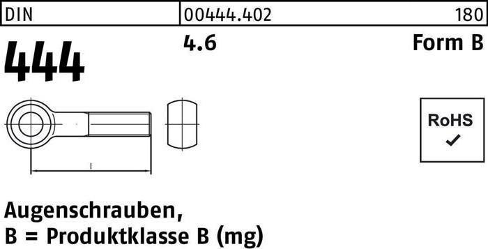 Image du produit Vis à oeil DIN 444 forme B BM 30 x 180 4.6 (5 Vis par pièce)
