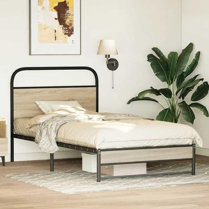 Image du produit VidaXL Cadre de lit sans matelas 90x200 cm chêne fumé bois composite (90 x 200 cm)
