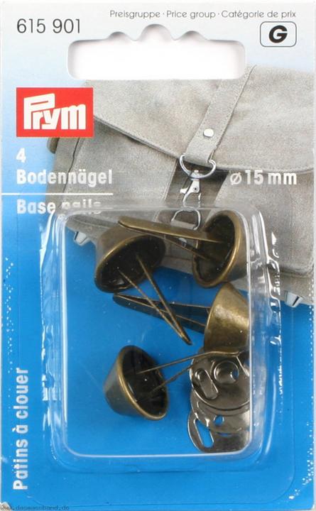 Produktbild Prym Bodennägel für Taschen, altmessing 15 mm, Karte 4 Stk.