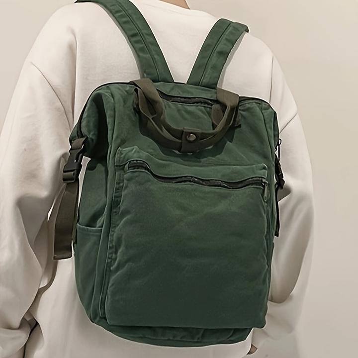 Immagine prodotto Only-Bags.Store Grande zaino in tela casual, borsa a telaio in tinta unita con scomparti multipli, perfetta per