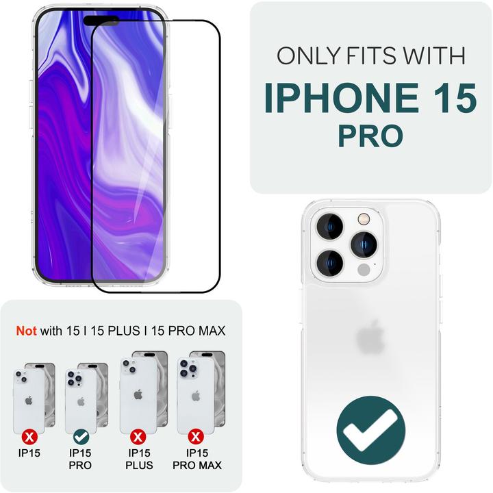 Actual product image Nalia 2x protective glass & 1x template (2 Piece, Apple iPhone 15 Pro)