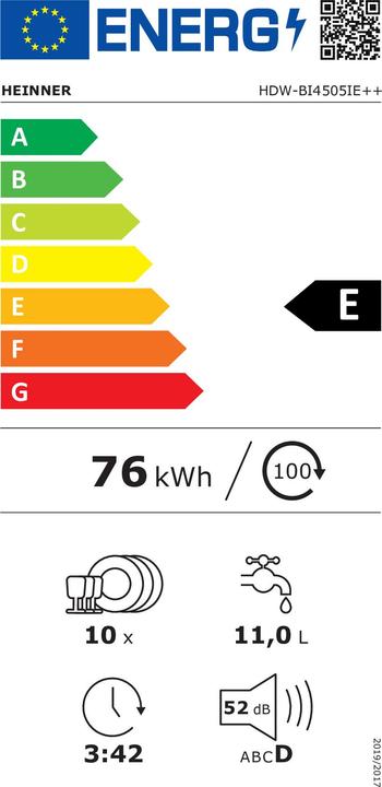 Energie-Label Heinner HDW-BI4505IE++