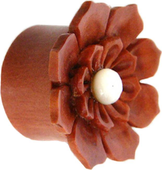 Immagine prodotto Star Piercing Fiore a spiga svasata con perla in legno Sawo (senza ottone, Organico)