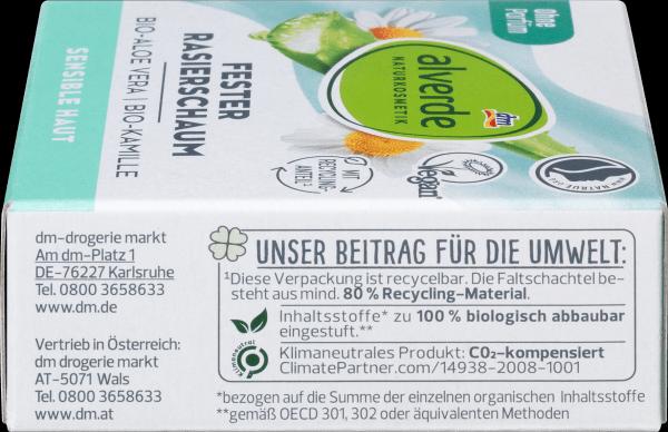 Actual product image dm alverde Solid organic aloe vera, organic camomile