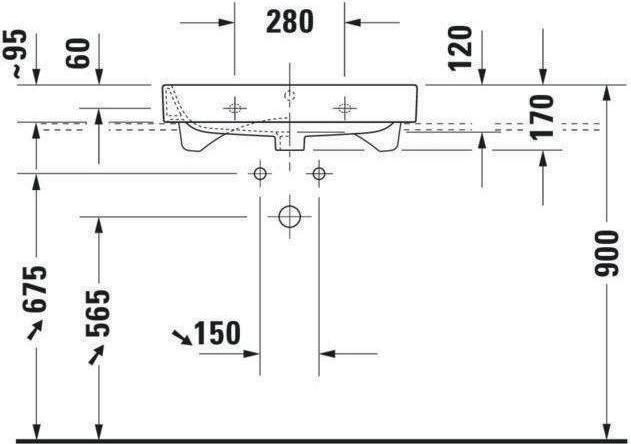 Actual product image Duravit Furniture washbasin HAPPY D.2 m ÜL HLB 650x505mm geschli 1 HL white WG (505 mm, 650 mm)