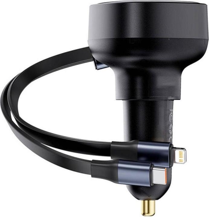 Baseus Car Charger Enjoyment USB-C with USB-C cable and Lightning  60W
