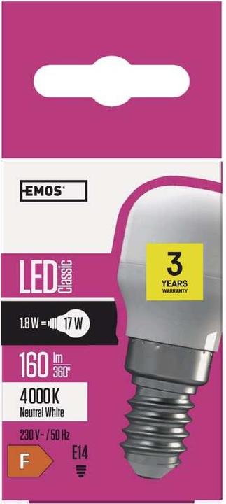 Produktbild Emos LED Kühlschranklampe Classic ST26 / E14 / 1,8 W (17 W) / 160 lm / Neutralweiss (E14, 1.80 W, 160 lm, 1 x, F)
