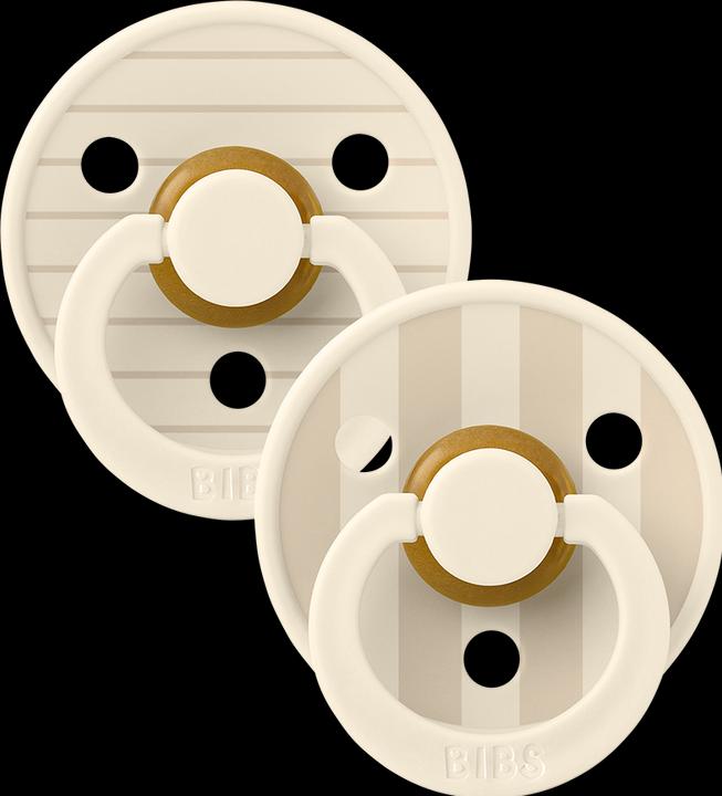 Produktbild Bibs Studio Nuggi Colour 2 PACK Latex Round 0-6m Pin Ivory Steel Blue Mix (2 x, bis 6 Monate)