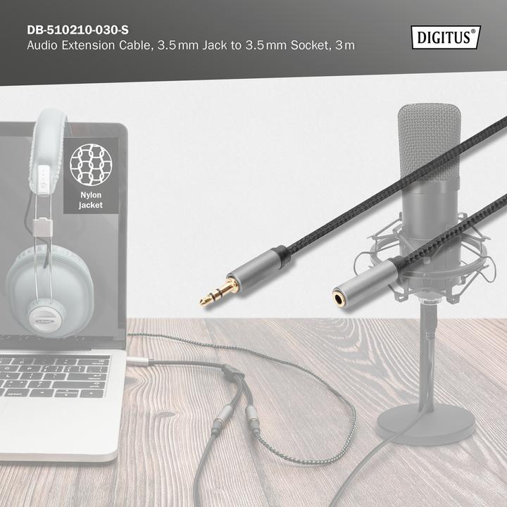 Produktbild Digitus Audio Verlängerungskabel, 3,5 mm Klinke auf 3,5 mm Buchse (3 m)