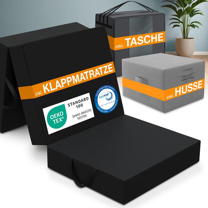 Bestschlaf Materasso pieghevole con copertura e borsa per il trasporto (90 x 200 cm, Nucleo di schiuma)