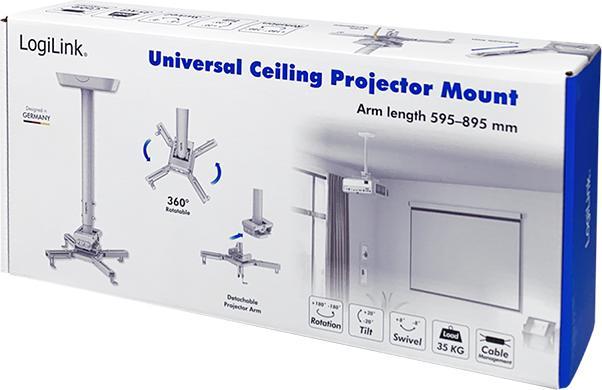 Produktbild LogiLink beamerhalterung armlänge 595-895 mm weiss (Decke)