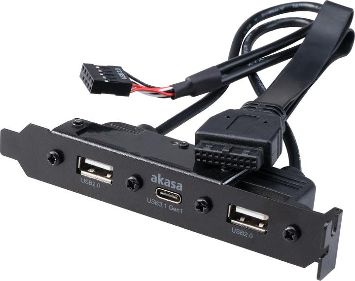 Produktbild Akasa Internes USB 3.0/2.0 auf externes USB-C und 2x USB 2.0 Typ-A Adapterkabel (0.99 m, USB 3.0, USB 2.0, USB 3.2 Gen 1)