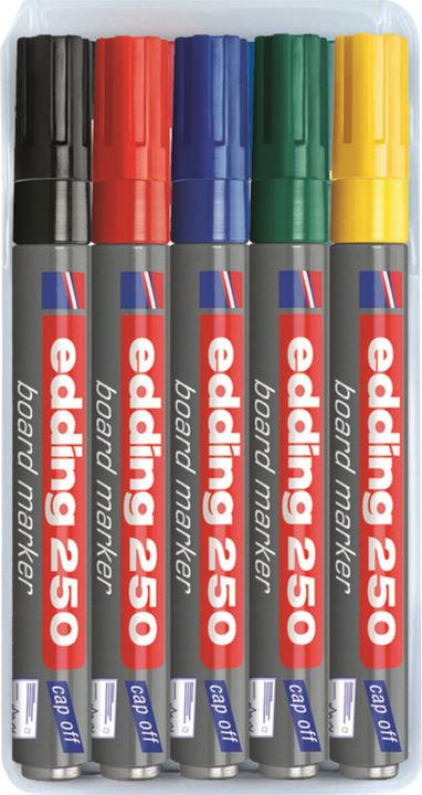 Edding 250-E5 (Gelb, Grün, Blau, Schwarz, Rot, 1.50 mm, 5 x)