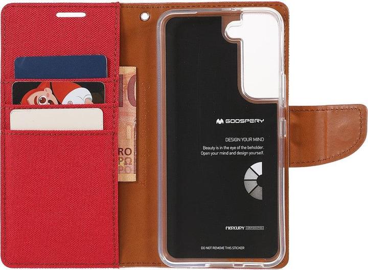 Produktbild Galaxy S22+ - Canvas Stoff Leder Etui rot (Samsung Galaxy S22+)