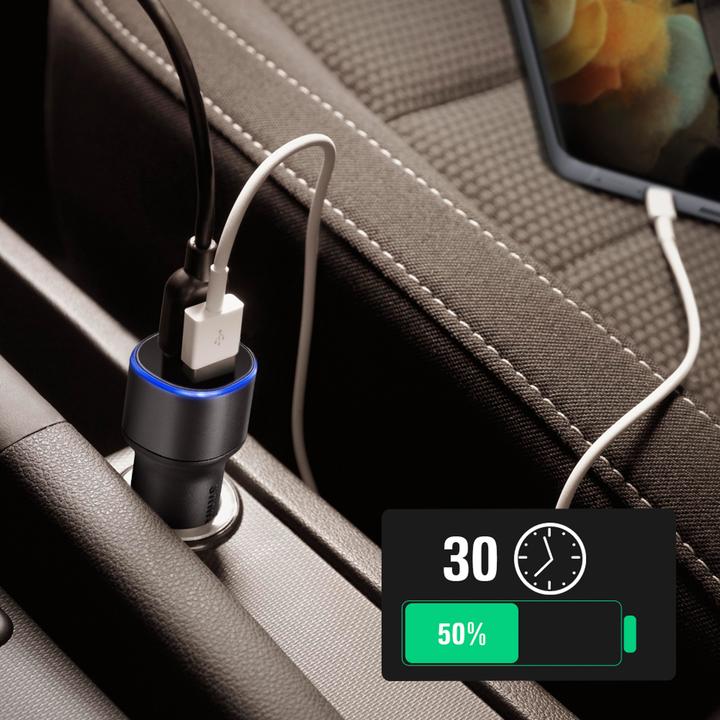 Image du produit Samsung Chargeur rapide pour deux voitures 2x 15W avec câble de données 2 en 1
