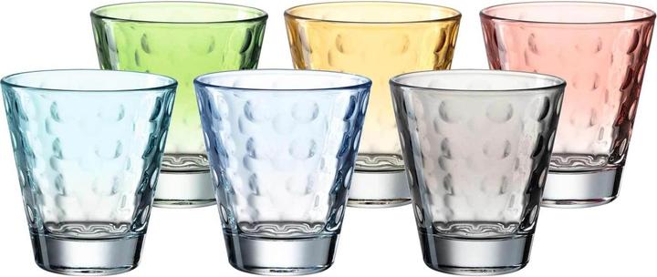 Actual product image Leonardo Drinking glass Optic Pastel 215 ml, 6 pieces, Multicoloured (0.22 l, 6 x)