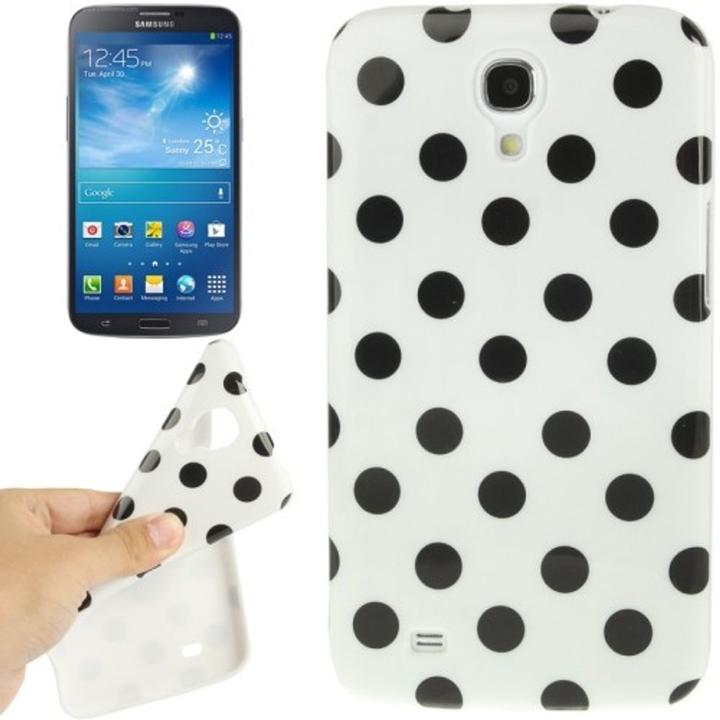 Produktbild König Design Schutzhülle TPU Punkte Case für Handy Samsung Galaxy Mega 6.3 / i9200 weiss/schwarz (Samsung Galaxy Mega 6.3)