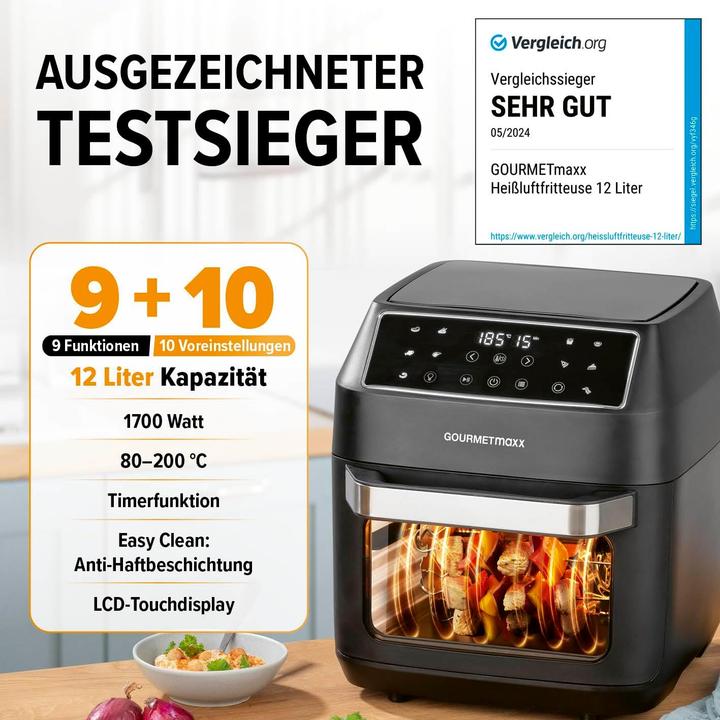 Actual product image Gourmetmaxx Heissluftfritteuse mit 10 Funktionen und Zubehörset