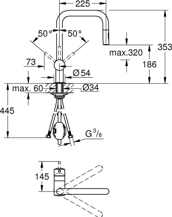 Actual product image Grohe Küchenarmatur mit Handbrause Minta supersteel matt 32322