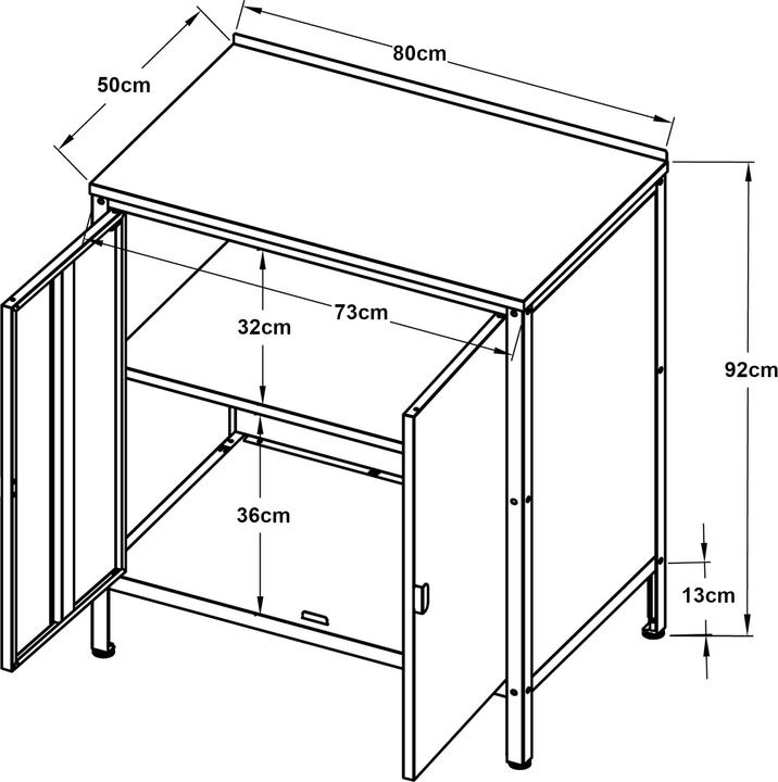 Image du produit Casa.Pro Outdoor Schrank Bolognano 92x80x50 cm Dunkelgrau, matt