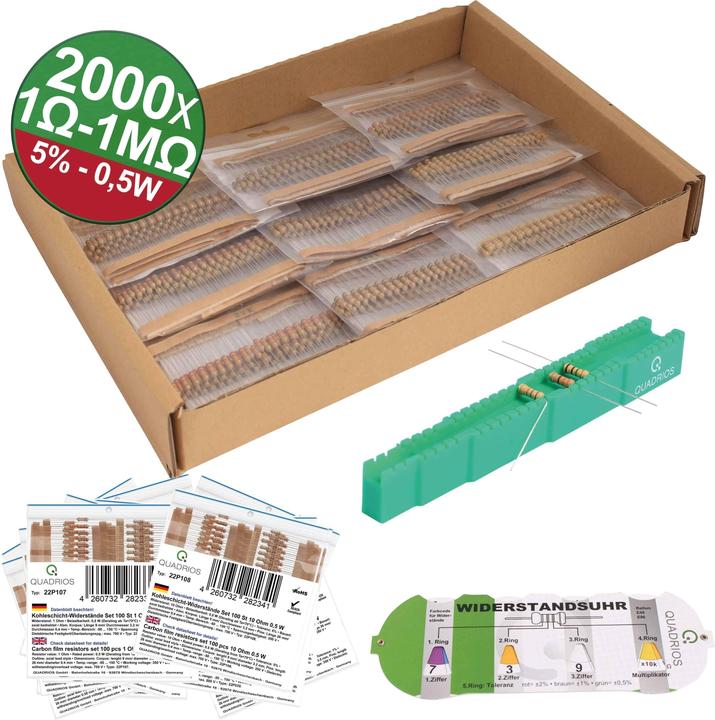 Actual product image Quadrios 23P128 23P128 Carbon film resistor axial leaded 0.5 W 5 % 2000