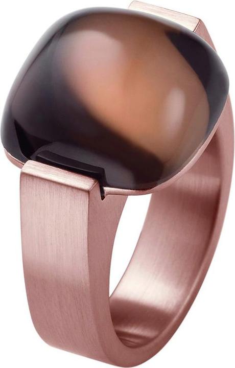 Immagine prodotto Xen Anello con cabochon di quarzo fumé 15x15 mm placcato oro rosa (48)