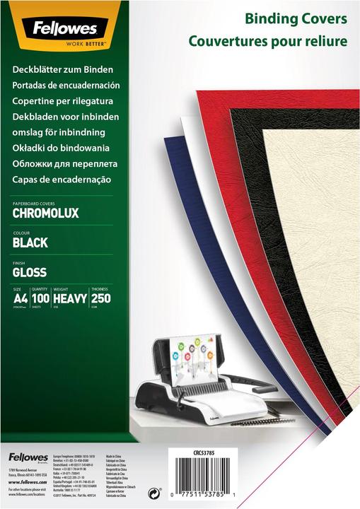 Image du produit Fellowes Feuille supérieure Chromolux, brillante, noire
