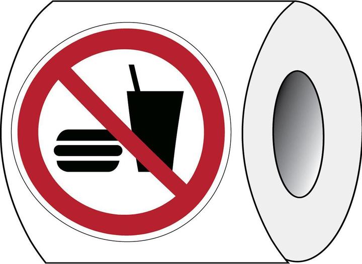 Actual product image Brady ISO 7010 PIC P022 B-7541 ISO safety labelling - Eating and drinking prohibited Lamini